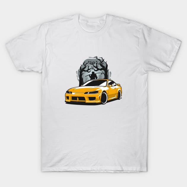 Yellow Silvia S15 Samurai Warrior T-Shirt by KaroCars